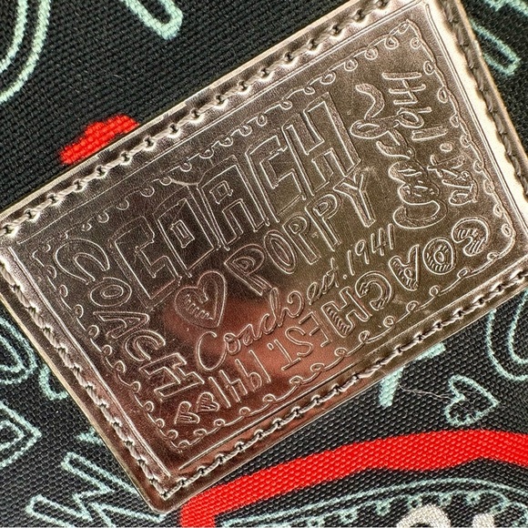 Coach Poppy Graffiti Glam Hobo Black Multicolor - Picture 14 of 15